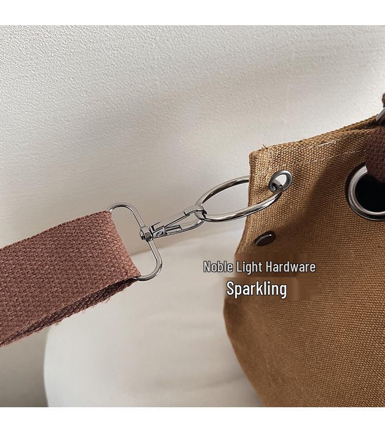 Womens Retro Tote Japanese Canvas Largecapacity Handbag For Lazy Commute Workwear Crossbody Shoulder Bag