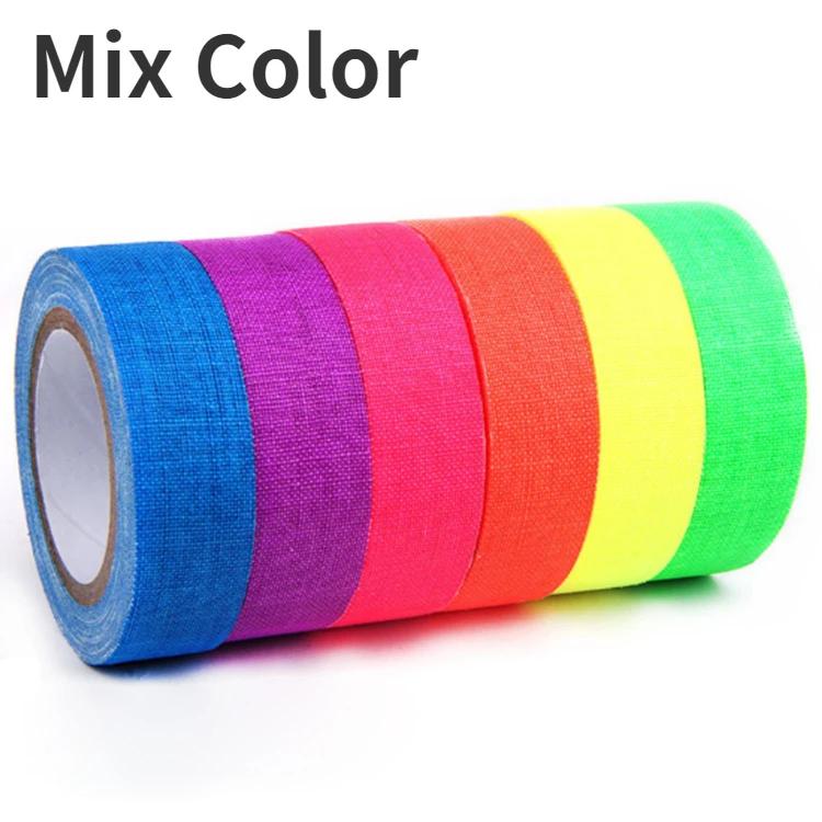 6/1Rolls UV Glow Cotton Tapes Neon Gaffer Party Tape Self-Adhesive Glowing Reactive Cloth Stage Props Wedding Home Decorations