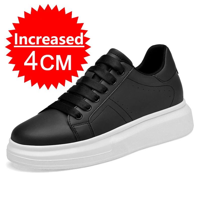 Hoge Kwaliteit Leren Schoenen voor Mannen met Hoogteverhoging 6cm/8cm/10cm Optioneel Onzichtbare Hoogteverhogende Mode Witte Sportschoenen