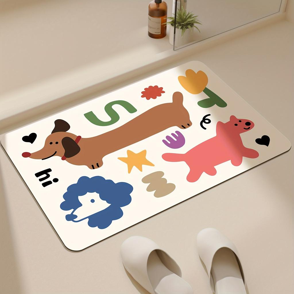 Cartoon Cute Bathroom Moisture-wicking Mat Dirty Bathroom Quick Dry Non-slip Foot Mat Home Diatom Mud Mat Durable