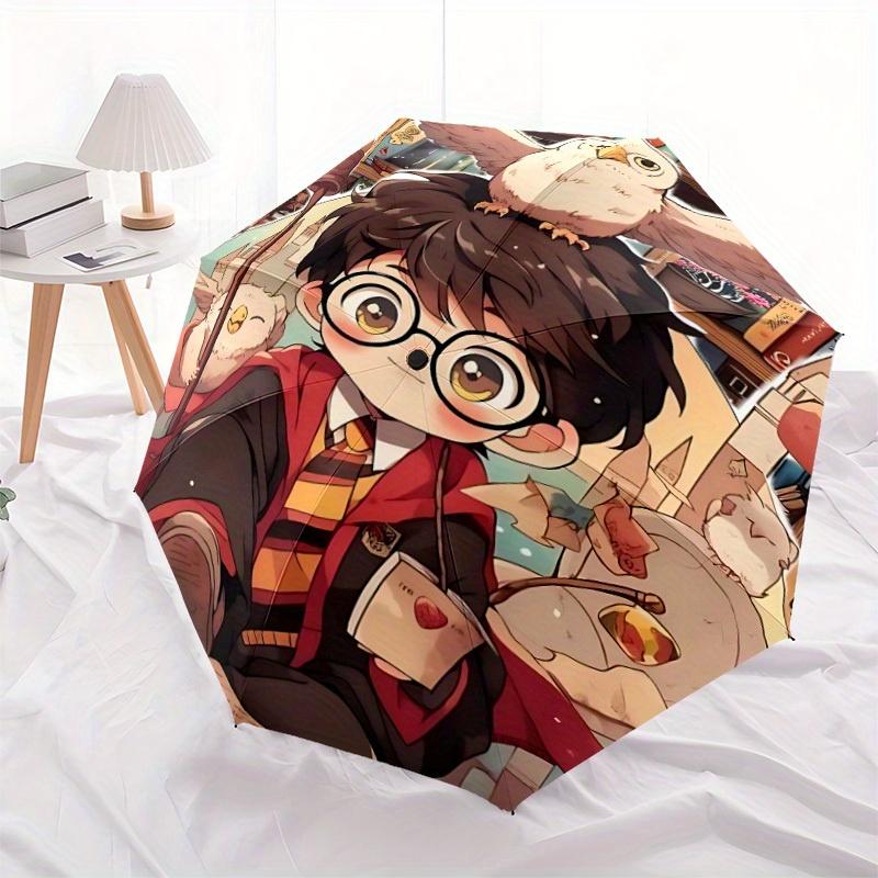 Harry Potter Automatic Open/Close Umbrella Compact Travel Umbrella, 8 Rib Heavy Duty Construction, Ideal Gift, 201