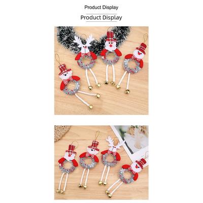 Christmas Tree Hanging Ornaments Set of 4 with Bells Featuring Delicate Hollow Out Santa Snowman Reindeer Bear for Holiday Decor