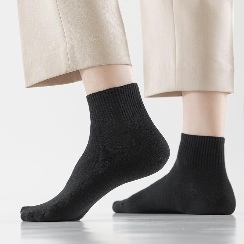 Men's Spring and Summer Thin Solid Color Versatile Business Sweat Absorbing and Odor Proof Boneless Short Socks