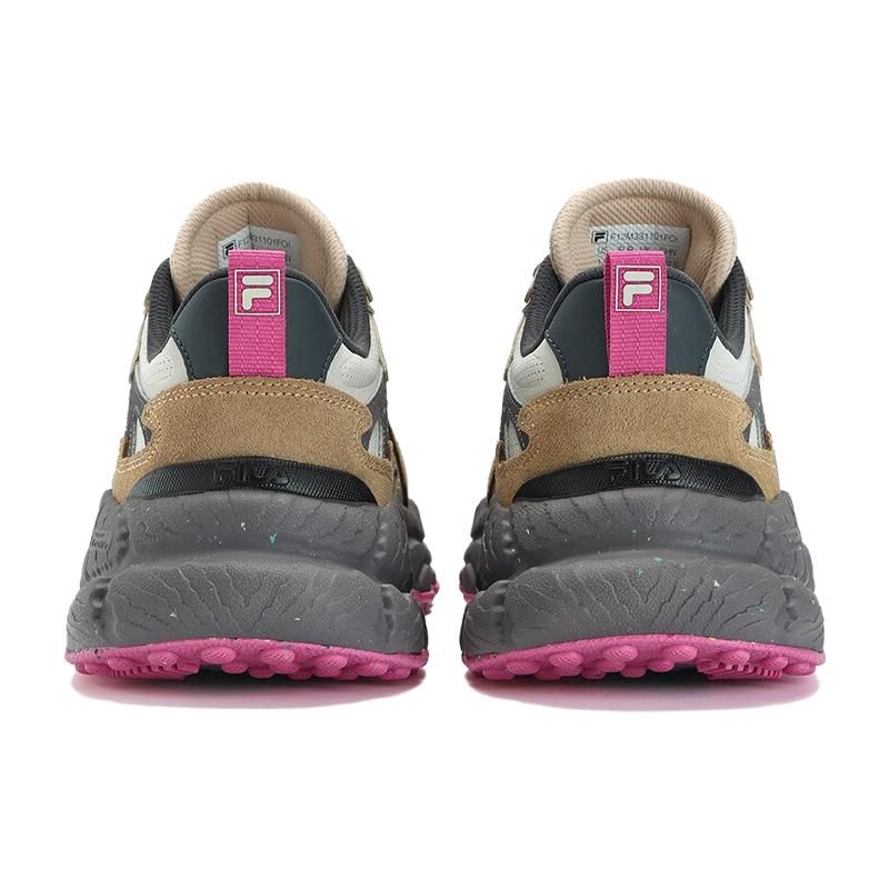 Fila Fern Series Fern Grass Shoes Fabric Cow Split Leather Synthetic Leather Low Top Dad Shoes Men Sneaker Oyster-Gray F12M331101FOI