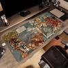 XXL Großes Gaming-Mauspad Vintage Tiger Blumenkunst Schreibtischunterlage Tier Blumen Collage Rutschfester Gummi Computer Tastatur Mauspads