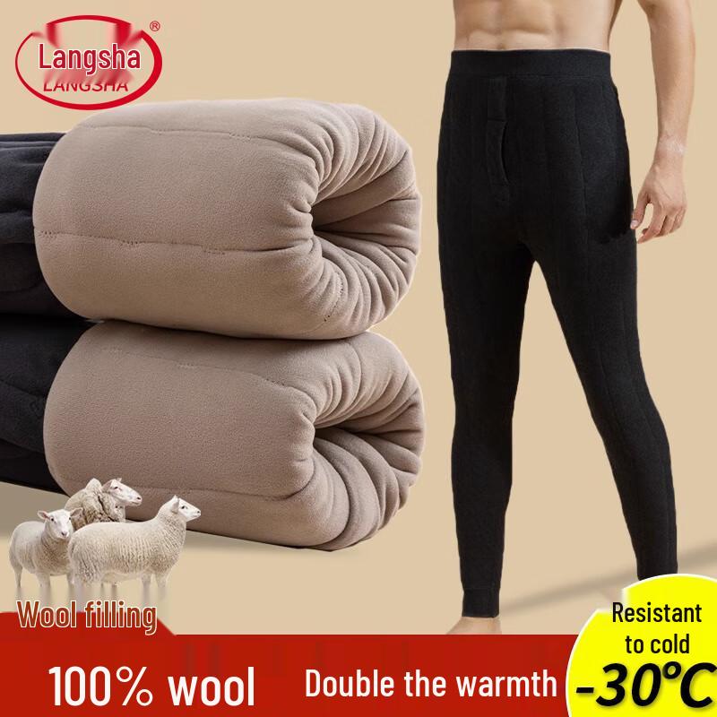 

Langsha Мужские толстые термобрюки на 100% шерстяной подкладке 4XL (145-170 jin)