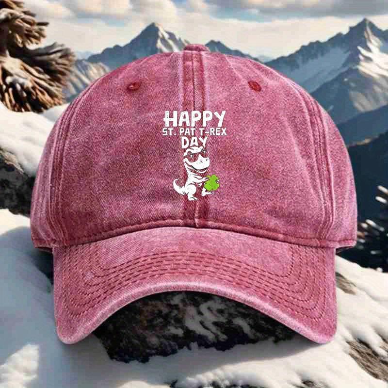 Happy St Pat TRex Day Graphic Baseball Cap Adult Unisex Casual Polyester Adjustable Outdoor Cap One Size