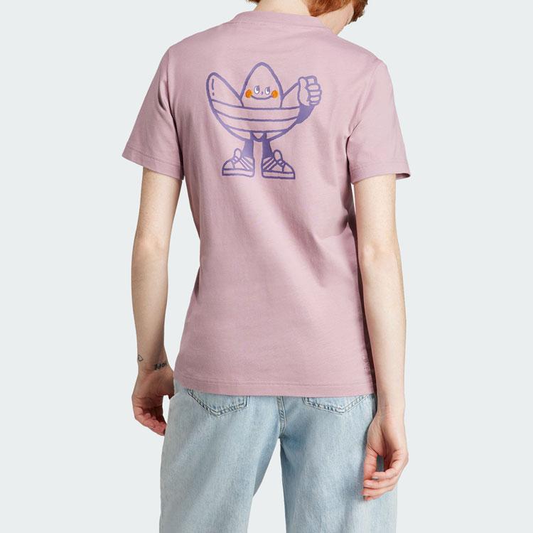 Adidas Originals Graphic Tee Cartoon Logo Print Sports Short Sleeve T-Shirt Women Tops Magical-Purple Pink IN4127