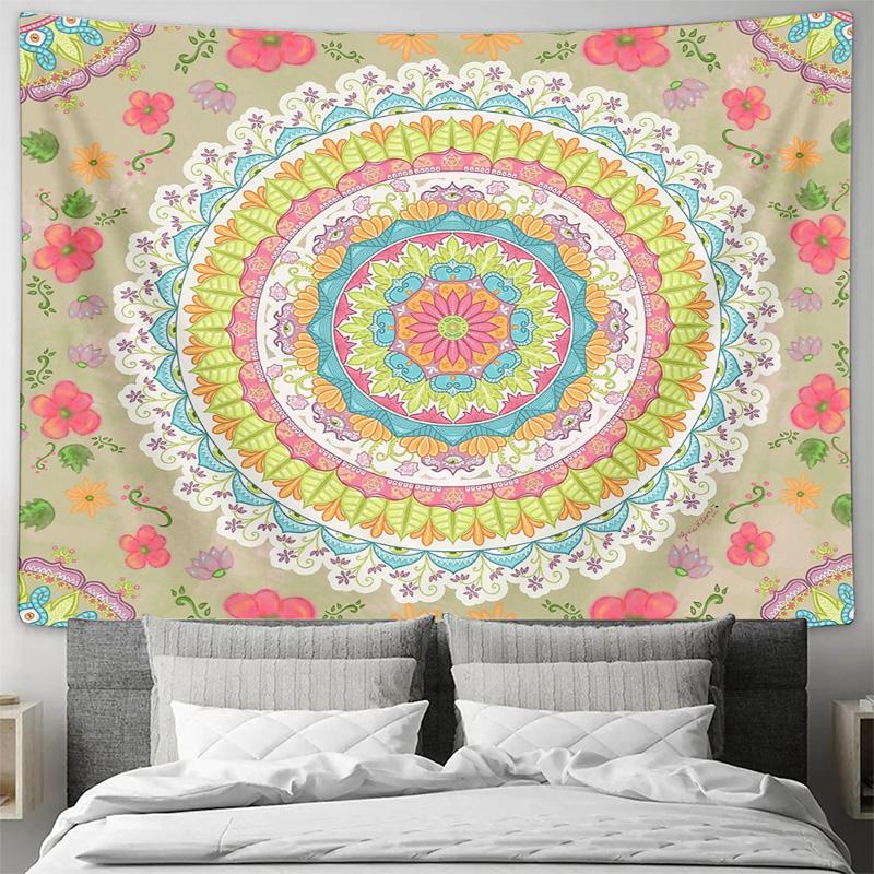 Boho Tapestry Wall Hanging Mandala Wall Decor Hippie Room Decor Aesthetic Tapestry Dorm Room Decor Nature Tapestry Festival Deco