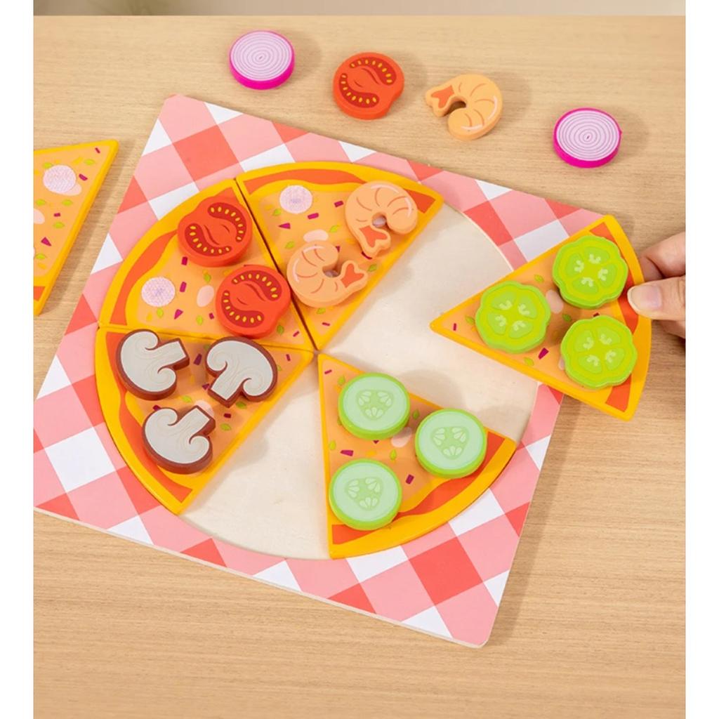 Kids Wooden Kitchen Toy Pretends Play Cutting Pizza Game Simulation Make Cookies Dessert Food Creative Education Toys Girls Gift