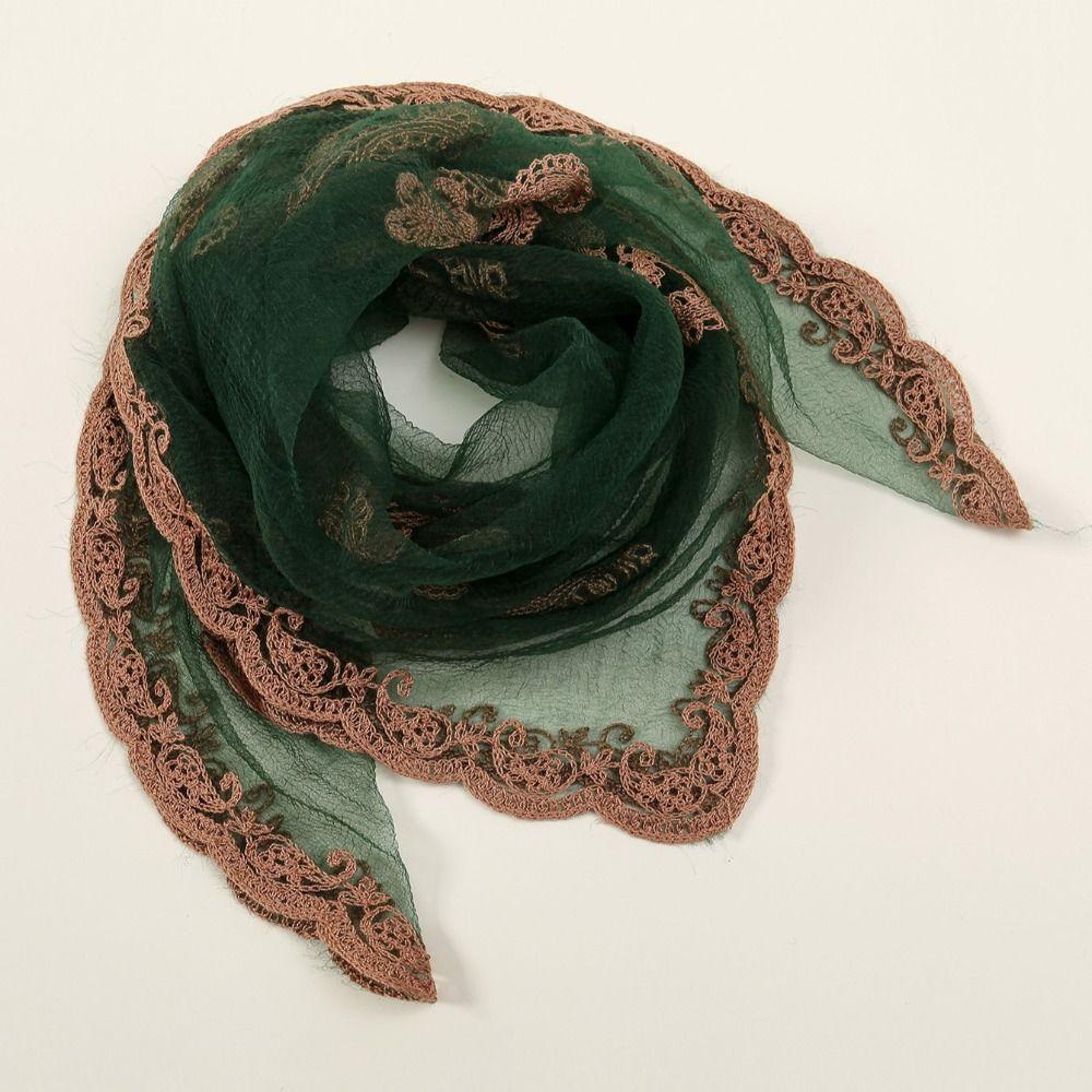 Cashew-Muster Spitzen-Kopfbedeckung Dünner Schleier Turban Spitze Stickerei Quadratisches Tuch Frühling Saison