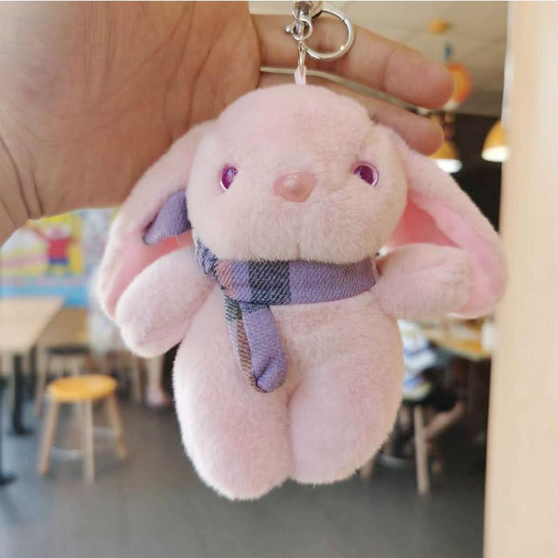 Adorable Plush Bunny Keychain Soft Crystal Velvet Cartoon Rabbit Stuffed Toy Accessory