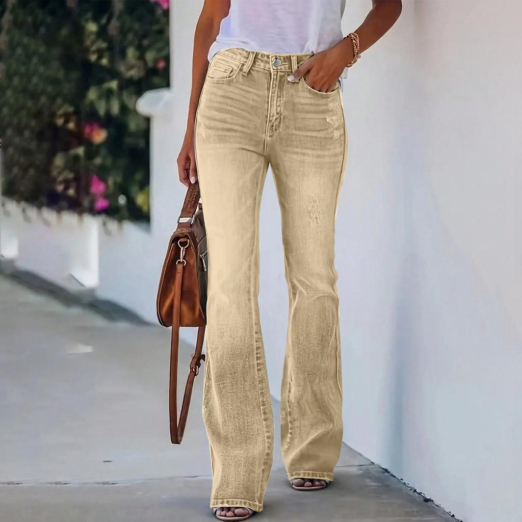 Damen Retro Straight Leg Micro Flared Jeans