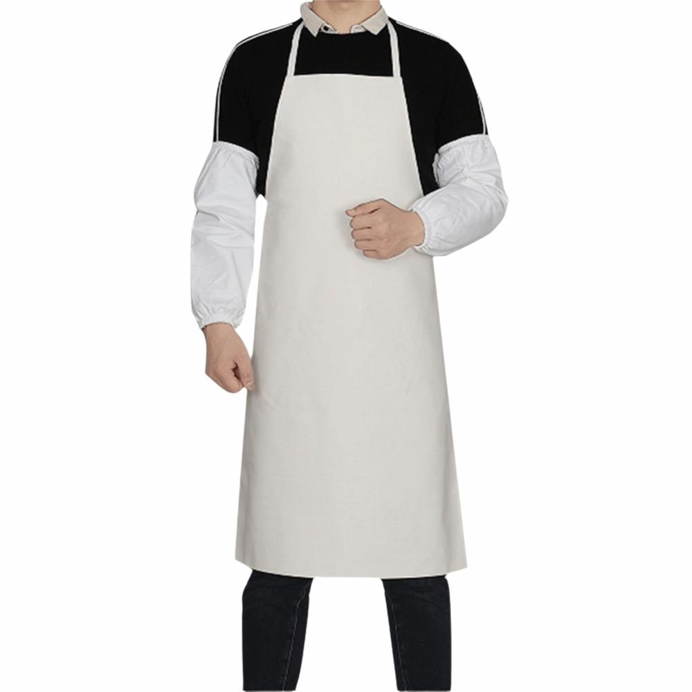 

Thickened PU Leather Apron 95/120cm Work Apron Durable Welding Protective Apron Food Processing 95cm White &Sleeve