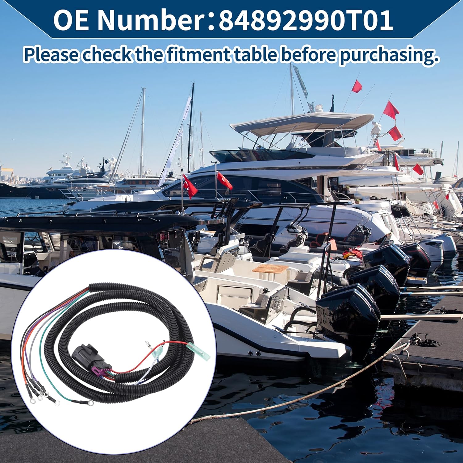 Instrument Line Harness for Mercury Mariner Quicksilver Outboard Engine 84-892990T01/ 84-892990A01 Analog Gauge Harness Assembly