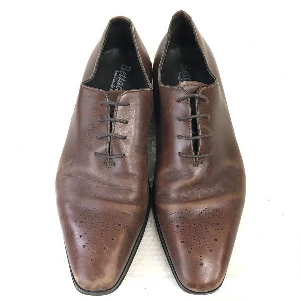 Itálie Bettaccini Celokožené boty 42 26.5-27cm Hnědé(POUŽITÝ)