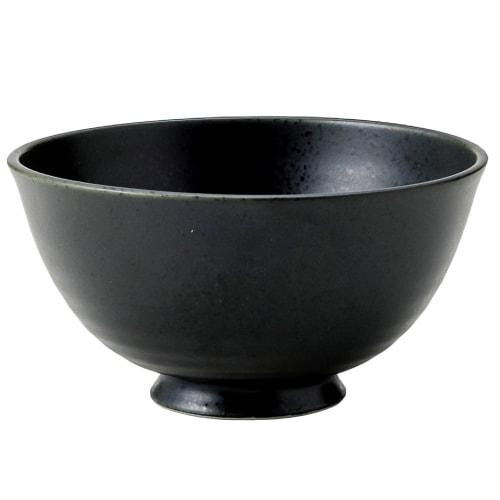 TAMAKI Lightweight Black Matte Large Rice Bowl, 12.3cm Diameter x 6.6cm Height, Porcelain, Dishwasher and Microwave Safe, Made in Japan, T-877319