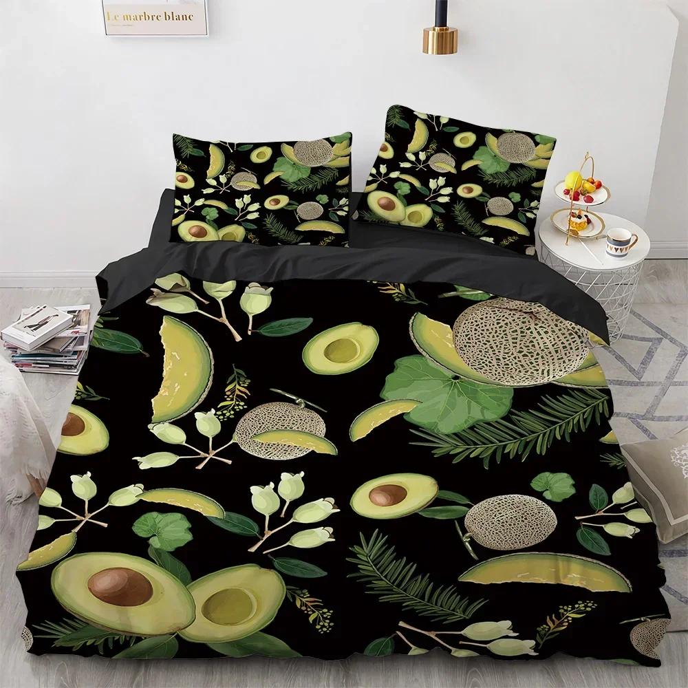 Cartoon Avocado Fruit Funny Comfortable Duvet Quilt Cover Pillowcase Bedding Set Children Bedroom Decoration Home Textile
