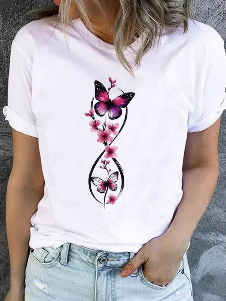 

(Азиатский размер) Женская мода Принтованная Повседневная Футболка Футболка Топ Леди Женский стиль перо тренд Графические Футболки с коротким рукавом Одежда 5XL