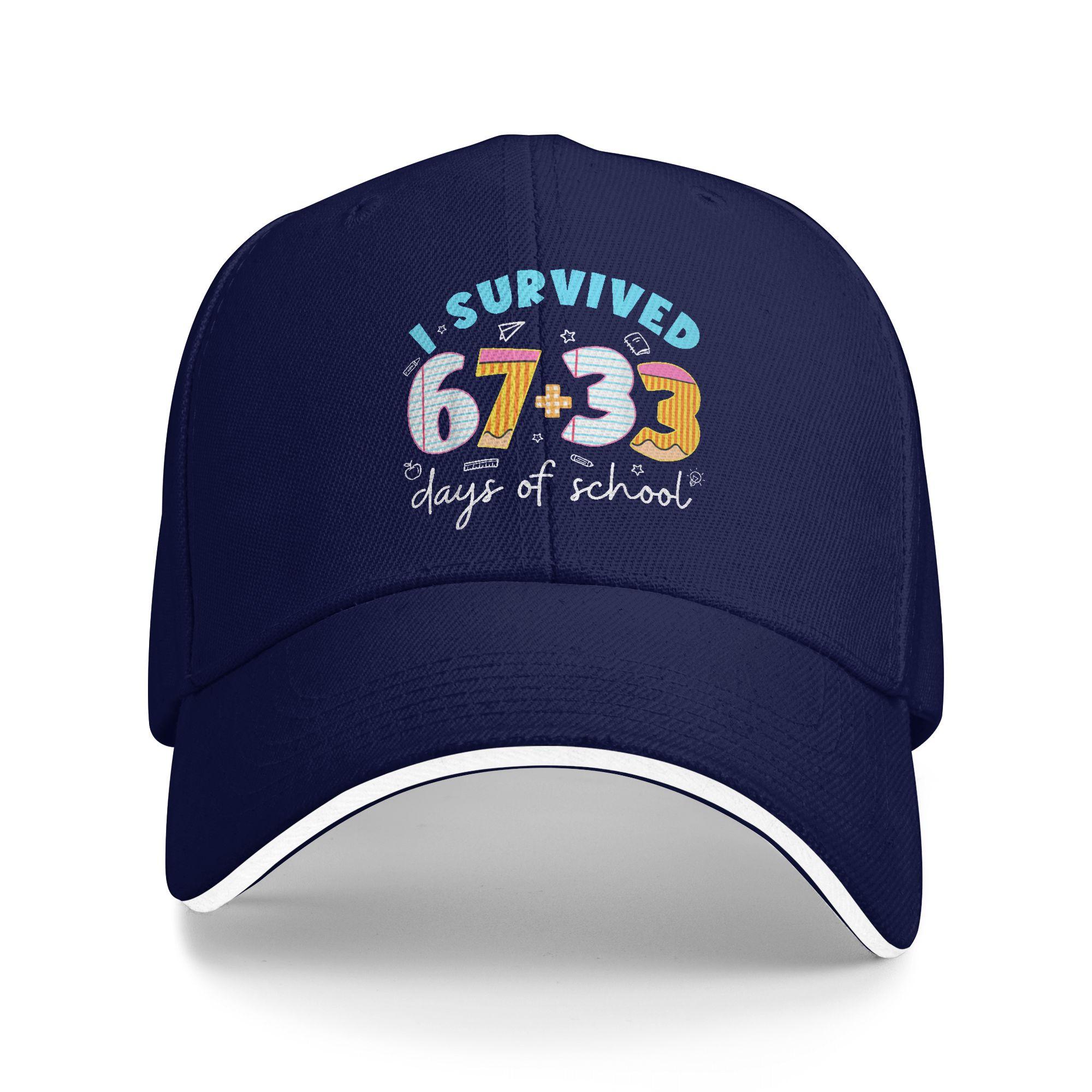 

Summer I Survived 67 33 Days of School Baseball Cap Tennis Skate Street Style Print Sun Trucker Hat Men Adjustable Baseball Caps One Size темно-синий