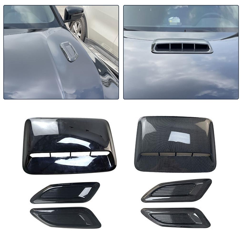2 Sets of Car Air Intake Hood Vents, Engine Hood Decoration Cover, Head Cover Decoration, ABS Fake Air Vents