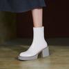 Fashion 2025 New White Winter Women Shoes Genuine Leather Women Boots Platform Chunky Boots Women Solid Women Shoes High Heel Boots