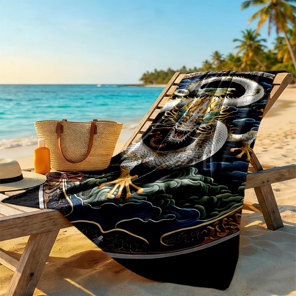 Dragon Beach Towel Soft Durable Quick-Dry Comfortable Lightweight Suitable for Sports, Travel, Swimming, Yoga, Bathroom, Beach, And Pool