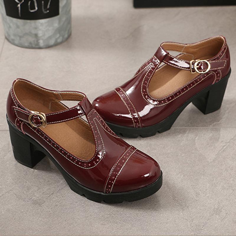 Maogu Leather Thick Heel Spring Autumn Leather Shoes Female Sandals Platform 2024 Women Pumps Black High Heels Women's Footwear