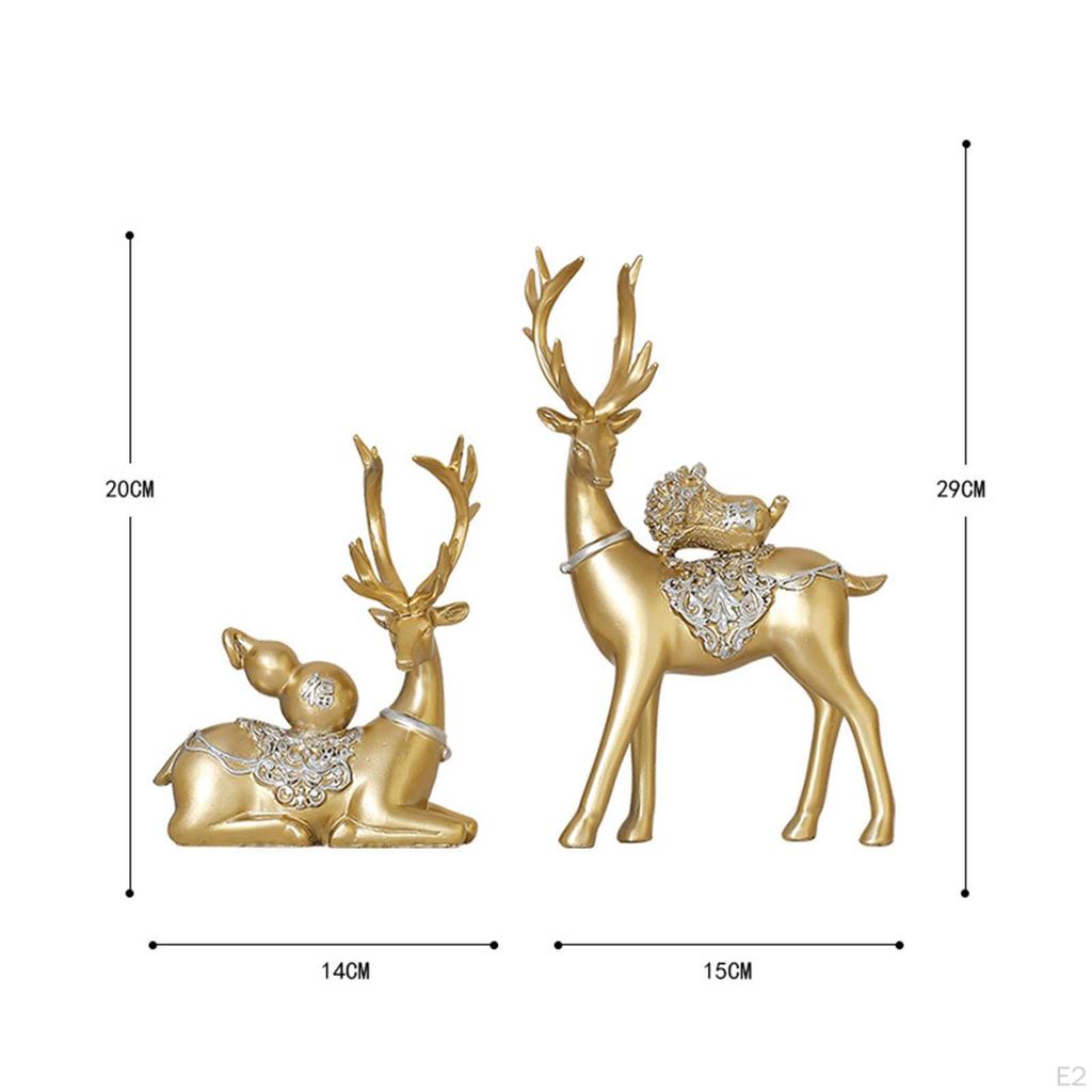 Decorative Reindeer Statue, Desk Collectable Deer Figurine Resin Ornament Craft Lover Sculpture
