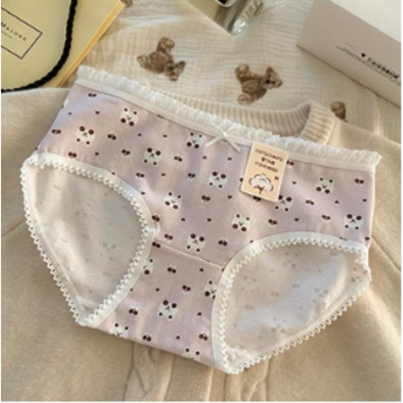 

Антибактериальные хлопковые трусики с мультяшным цветочным принтом, с приятной к коже и бесшовной талией и облегающие бедра женские трусики One size фиолетовый