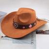 Western Cowboy Style Tibetan Bull Head Accessories Fashion Top Hat Autumn/Winter New Collection Deer Skin Velvet Large Edge Riding Hat