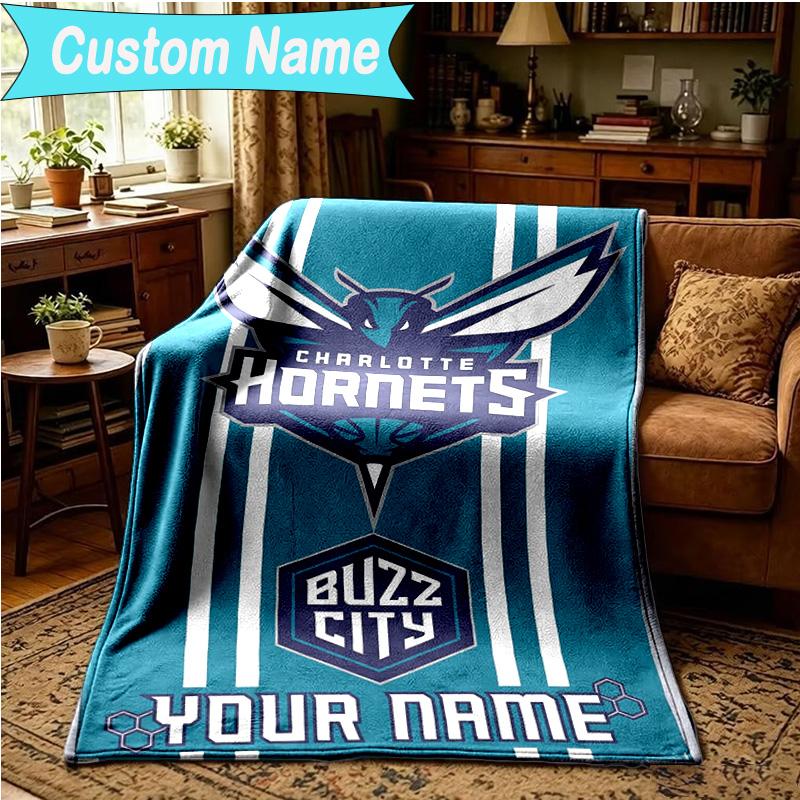 1PC Custom Name Blanket Charlotte Logo Art Flannel blankets Patterns Throw Blanket All-Season Soft Gift for Couch, Bed, Camping, Birthday gifts