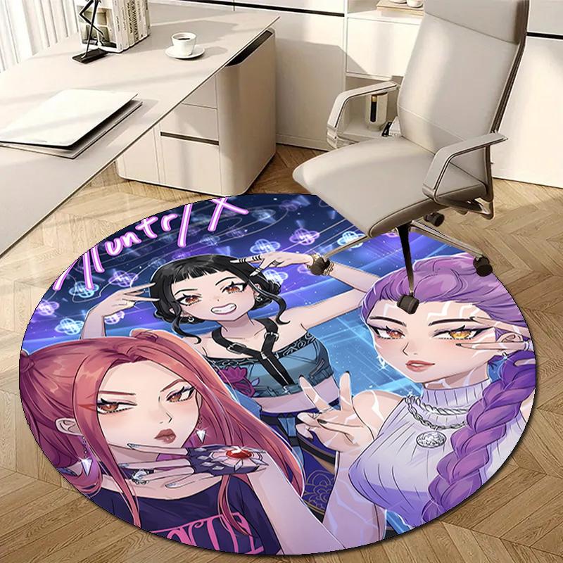 1pc KPop Demon Hunters15 Design Printed Area Round Carpet for Bedroom Living Room Home Decor Rugs Mat Non Slip Mat Rug for Bedside
