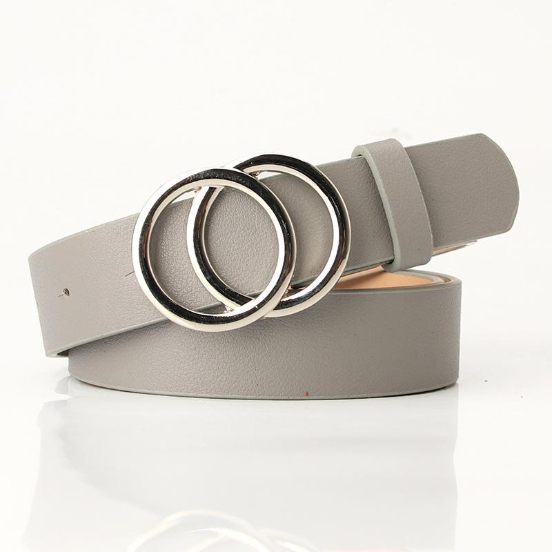 New Women's Cross-border Trend Double-circle Buckle Belt, Fashionable and Simple Women's Ins Wind Width Belt