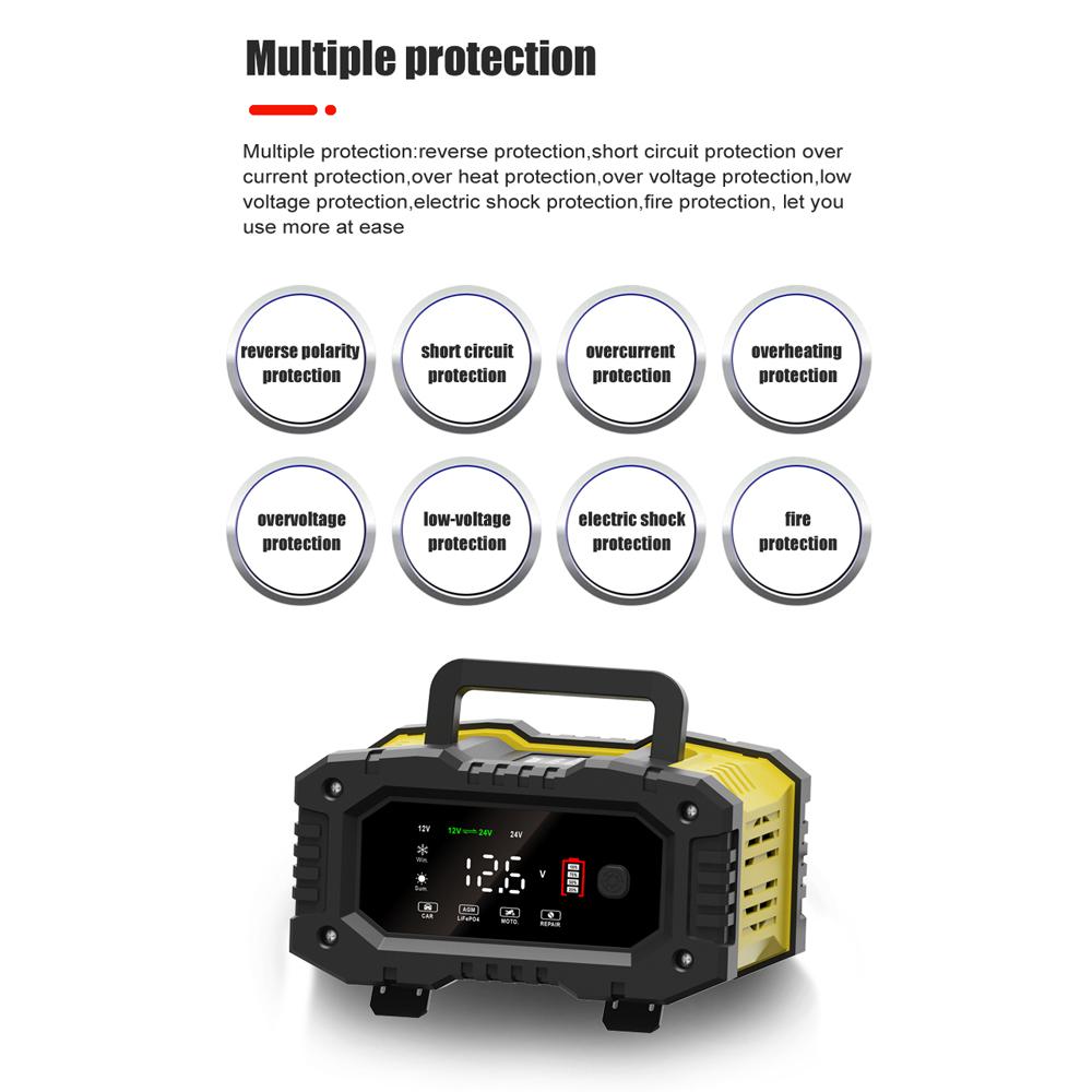 FOXSUR Fully Automatic Battery Chargers 12V10A 24V5A Automotive Battery Maintainer Trickle