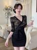 Lace Patchwork Slimming Bodycon Dress - Nightclub Ready