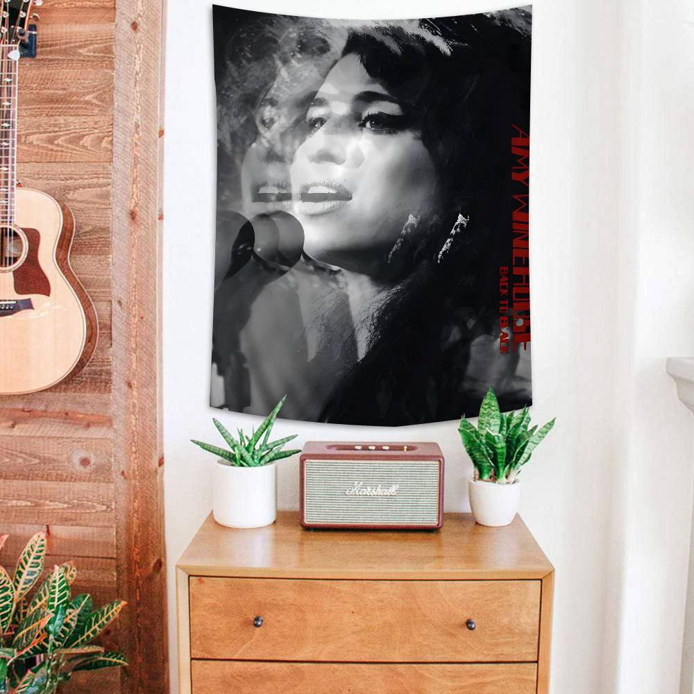 Famous Music Singer Amy Winehouse Classic Vintage Printed Large Wall Tapestry Wall Hanging Decoration Household Decor Blanket
