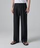 Summer Wool Two-Tuck Wide Hidden Elastic Waist Slacks [Black]