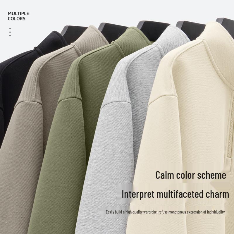 JEEP SPIRIT Men's Half-Zip Stand Collar Sweatshirt