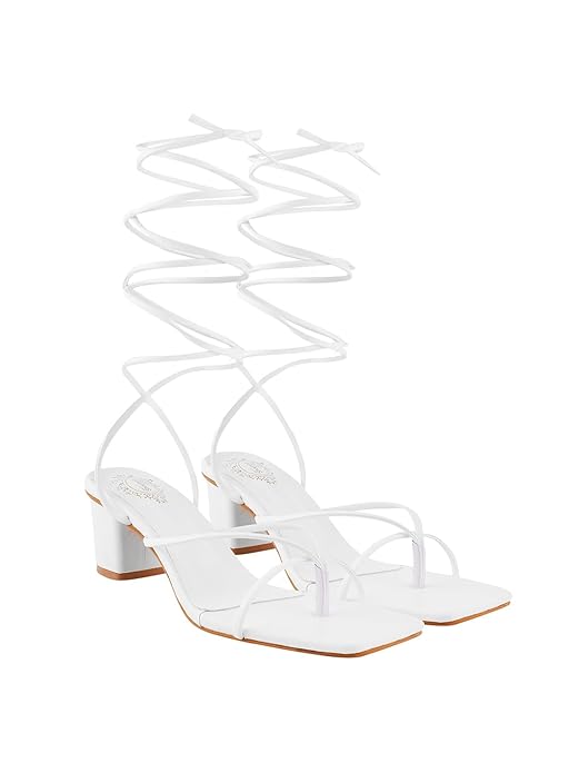 Shoetopia Elegant Block Heel Sandals with Gladiator Detail | Chic Lace-Up Straps | Comfortable Summer Footwear for Women