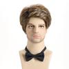 Синтетический мужской короткий коричневый парик Замена волос Натуральный парик с челкой Костюм Белого Гудмана Вечеринка на Хэллоуин Бизнесмен
