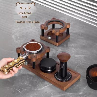Tasseur à café multifonctionnel en bois massif et base de distributeur avec support pour manche