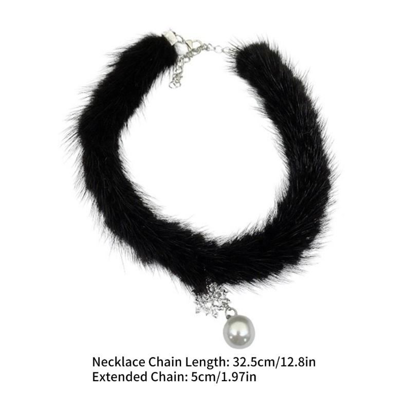 Comfortable Necklace Women Soft Plush Clavicle Chain Short Necklace Flexible Jewelry Perfect for Fall and Winter Fashion