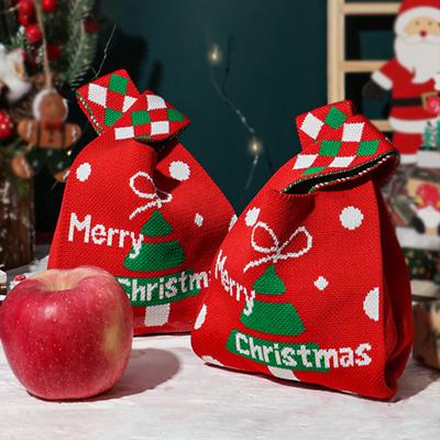 Christmas Gift Bag Knitted Xmas Tree Handbag Christmas Eve Party Favor Bag Reusable Gift Pouch for Festive Gift Packaging
