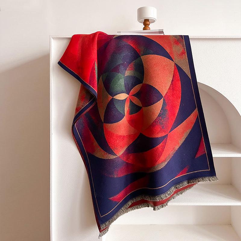 

Жіноча зимова квіткова ретро шаль з імітації кашеміру - Модний та теплий подарунковий шарф 180x65 cm