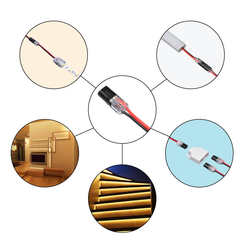 10pcs 2p Spring Connector wire with no welding no screws Quick Connector cable clamp Terminal Block 2 Way Easy Fit for led strip