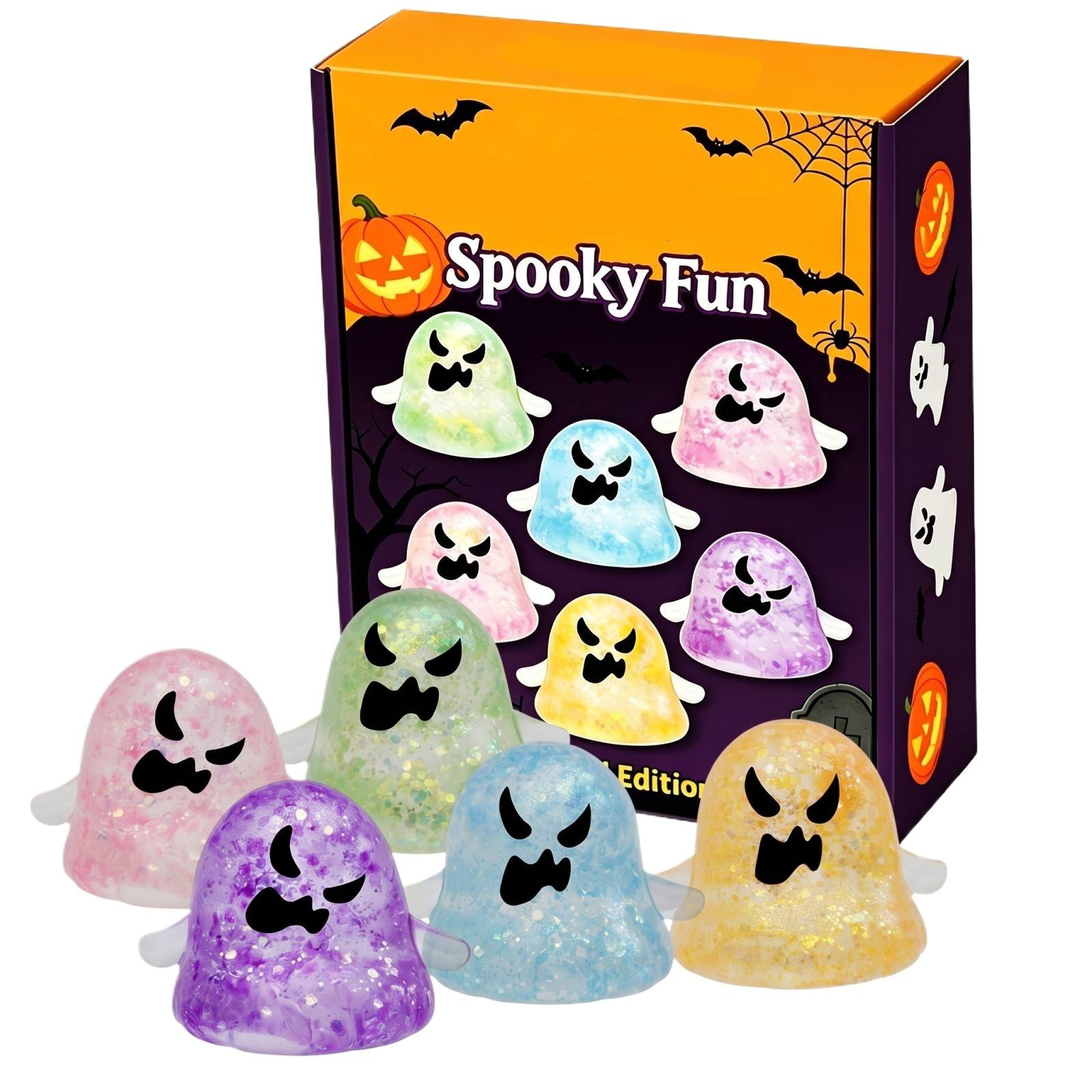

Spooky Fun Halloween Squeeze Toy Set Soft Squishy Stress Relief Ghost Shaped Sensory Fidget Toy Pack for Kids and Adults One Size