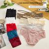 Lenjerie intimă pentru femei plus size, sexy, atrăgătoare, din dantelă, cu decupaje, cu șireturi, cu bumbac în zona intimă, fără cusături, cu talie joasă, tip triunghi