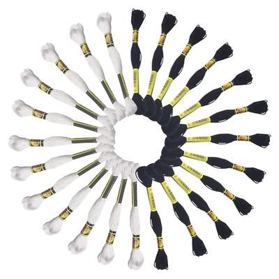 Embroidery Thread Set 8m Cross Stitch Sewing Thread Set Craft Thread for Beginners (24 Spools, Length) - -