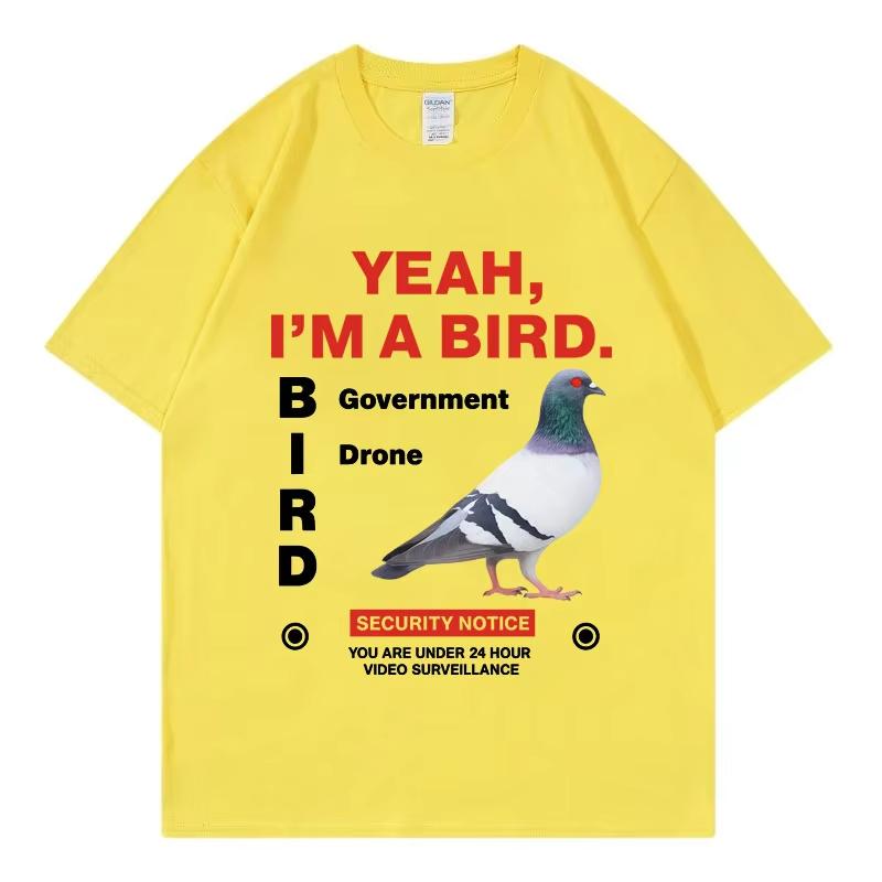 Government Funny Pigeon Graphic T Shirts High Street Fashion Trend Short Sleeve T-shirts Men Women Clothing Loose T-shirt